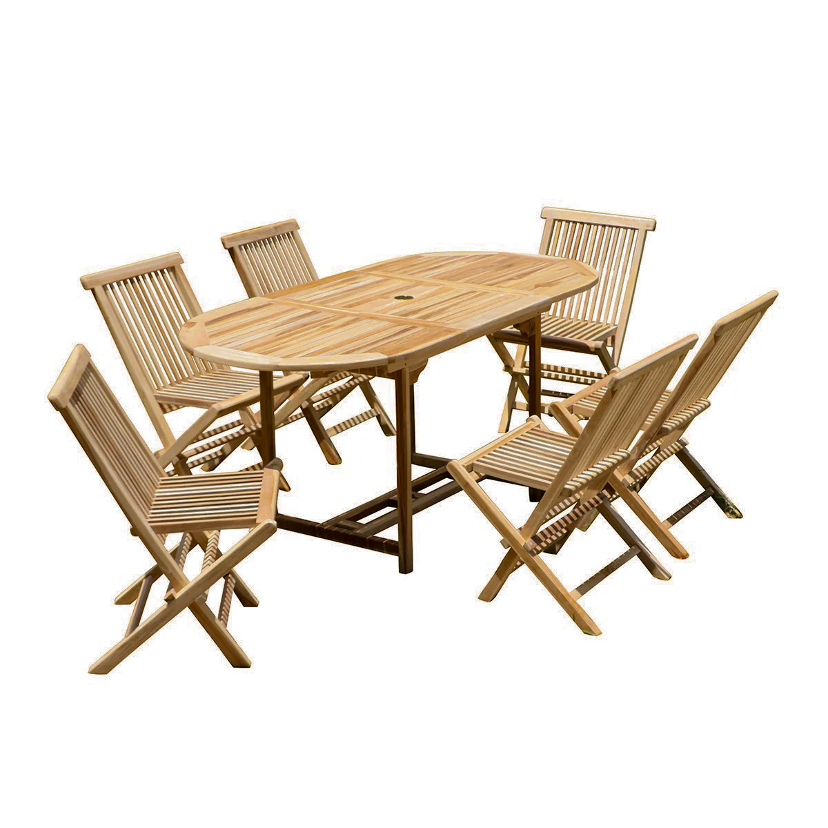 Set di mobili da giardino in teak massello con tavolo allungabile 6 pers. - Image 2