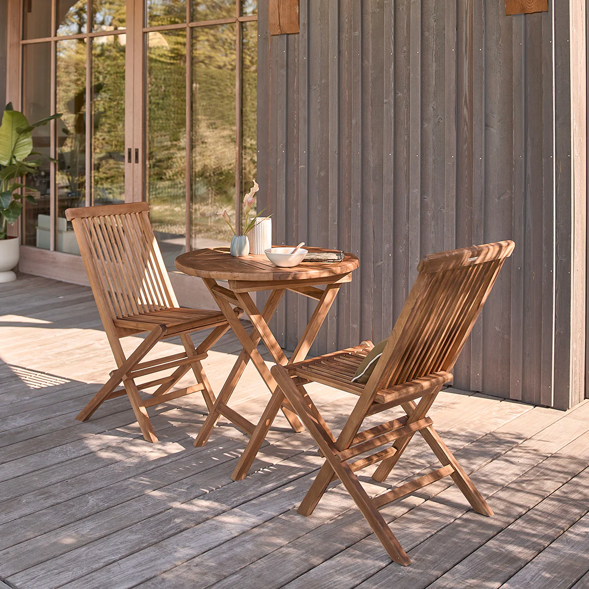 Set di mobili da giardino in teak massello oliato 2/4 pers.