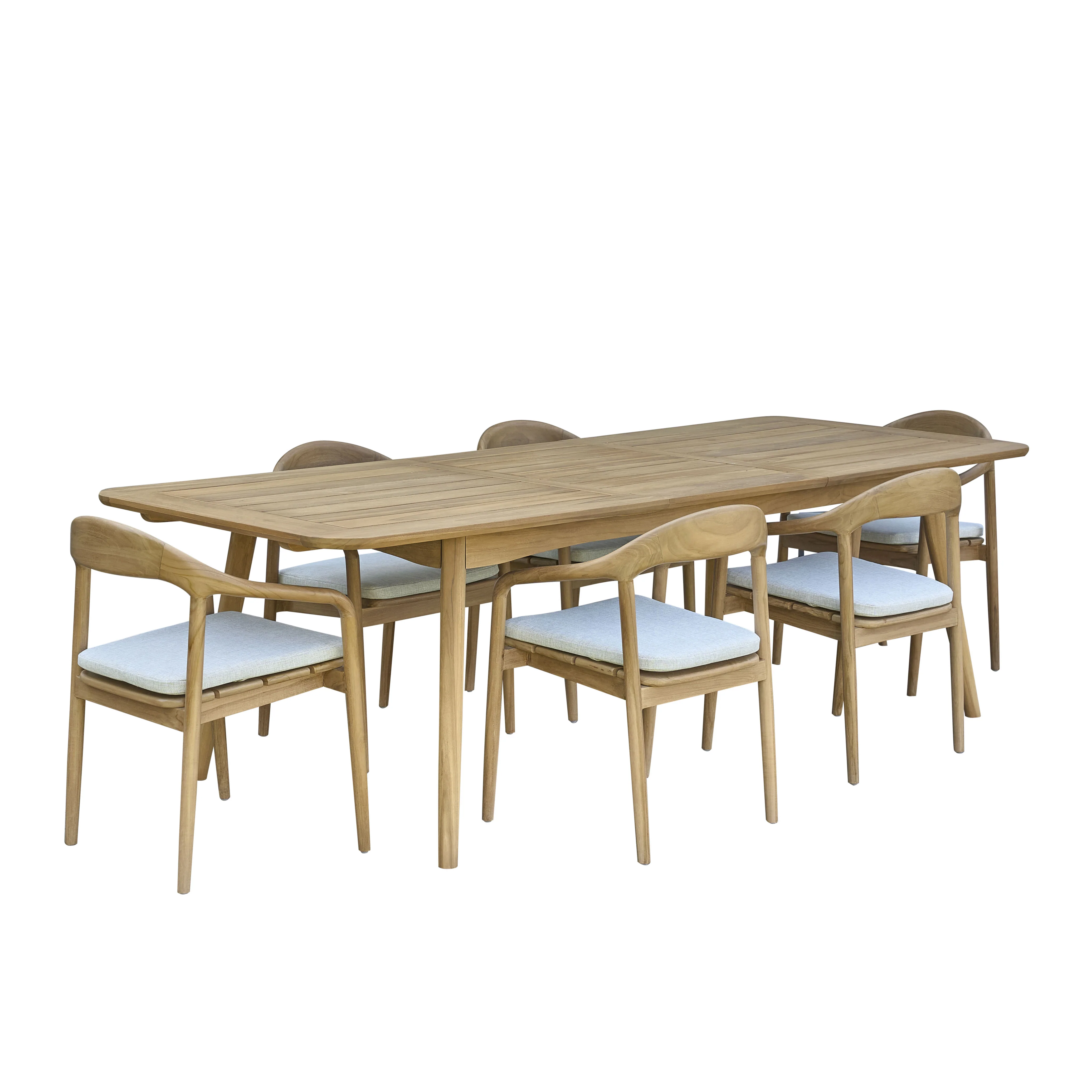 Set di mobili da giardino in teak massello con tavolo allungabile 6/8 pers. - Image 2