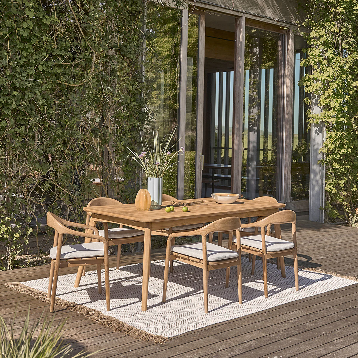 Set di mobili da giardino in teak massello con tavolo allungabile 6/8 pers. - Image 3