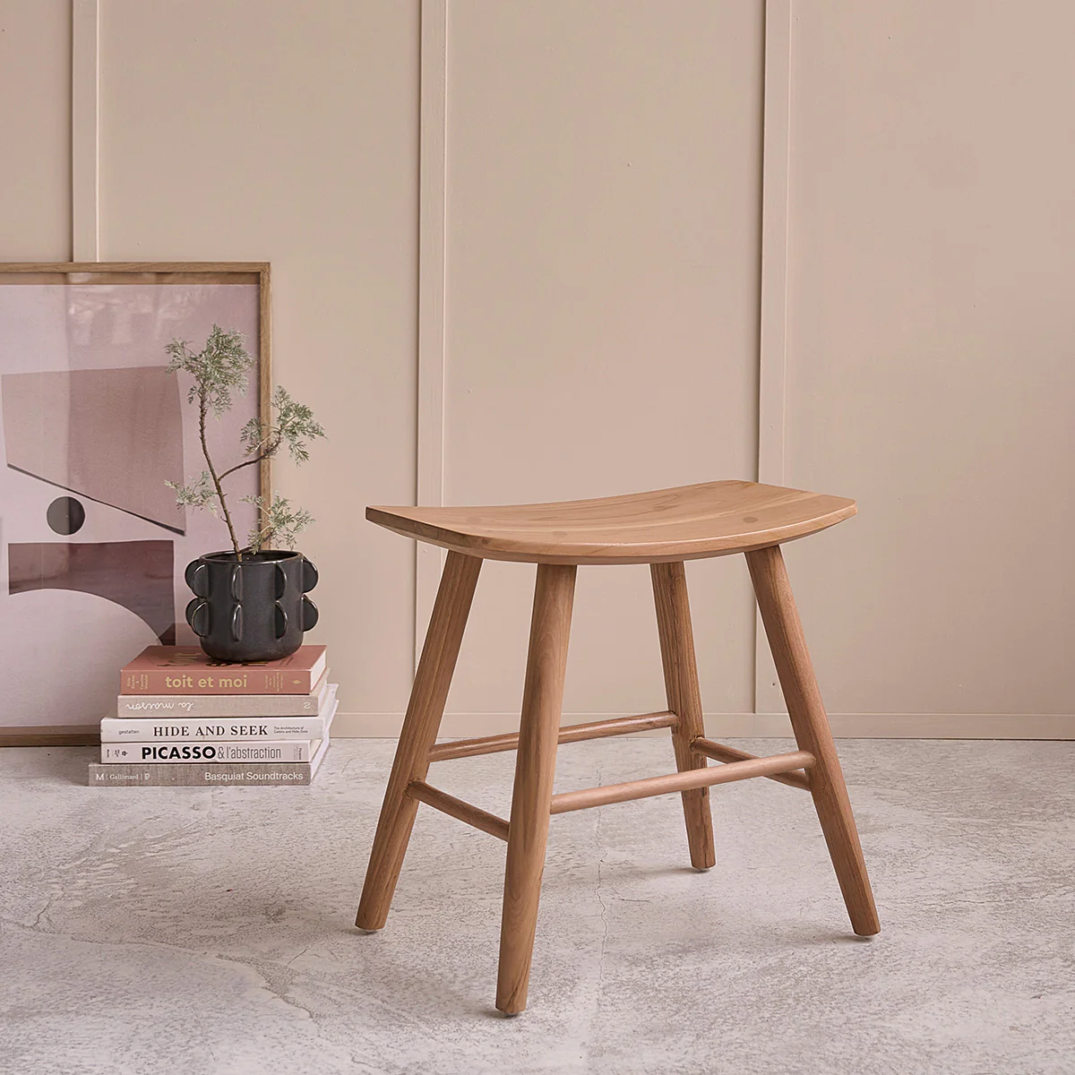 Sgabello da bar in teak massello 45 cm