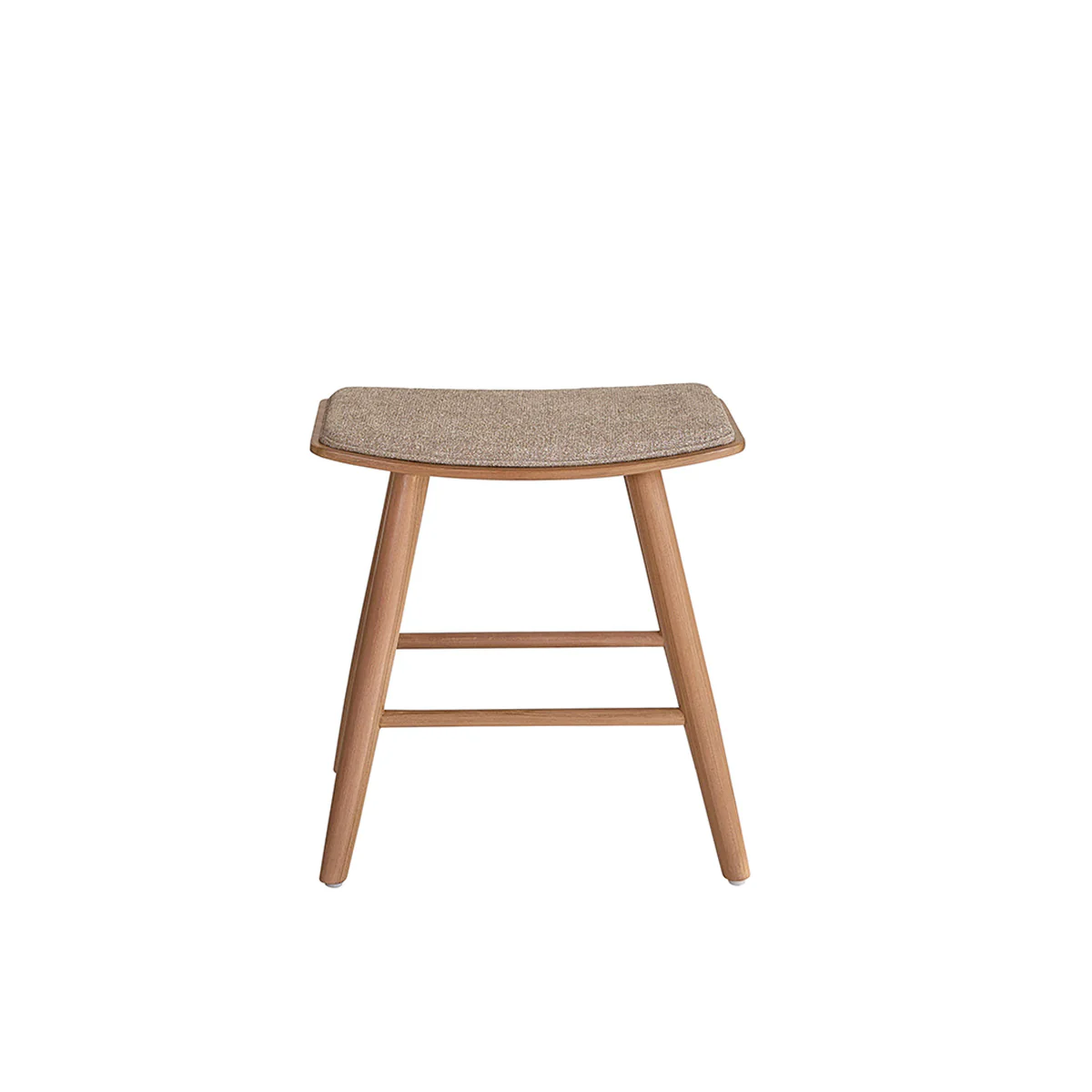 Sgabello da bar in teak massello e velluto écru 45 cm - Image 2