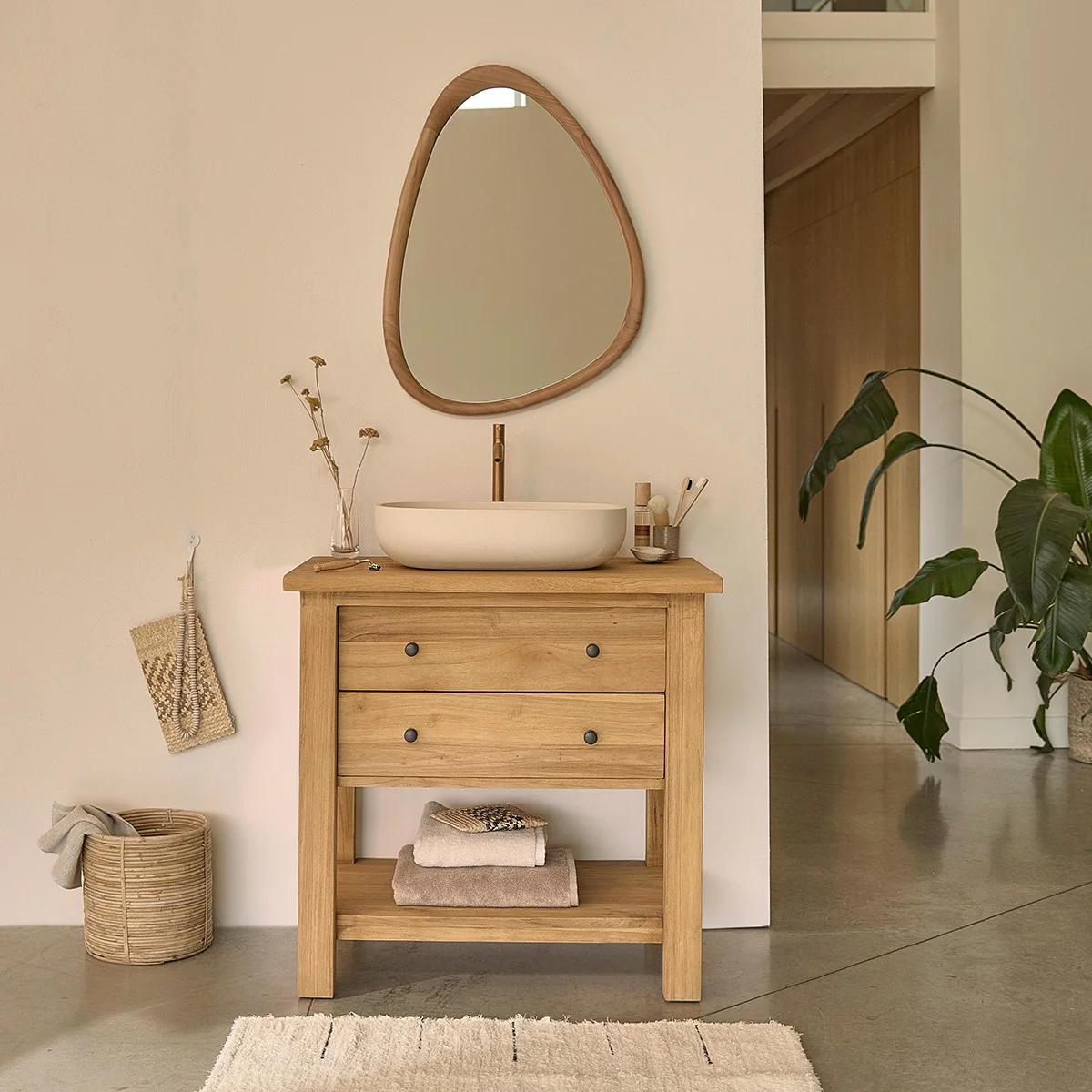 Specchio in teak massello 75x60 cm - Image 7