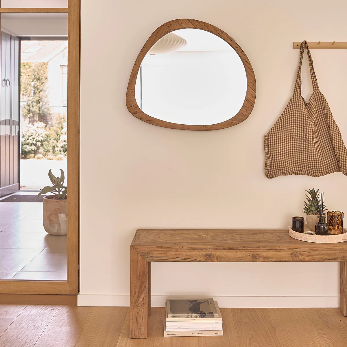 Specchio in teak massello riciclato 70 cm - Image 6