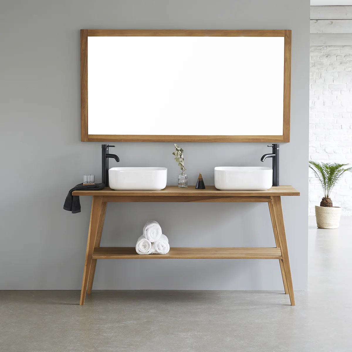 Specchio rettangolare in teak massello 150x80 cm - Image 4