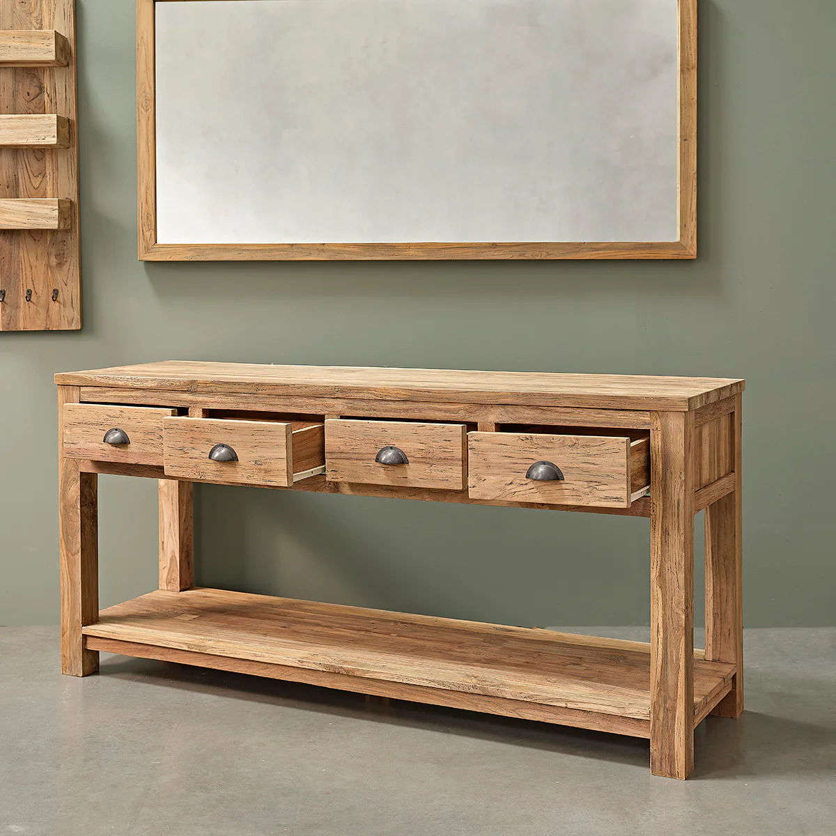 Specchio rettangolare in teak massello riciclato 160x80 cm - Image 6