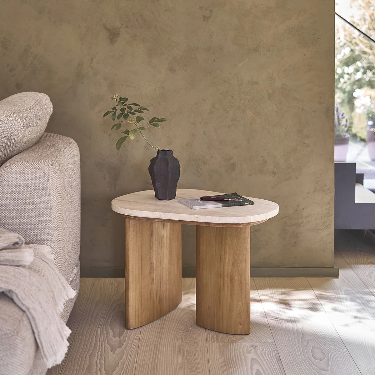 Tavolino in teak massello e marmo organico - Image 5
