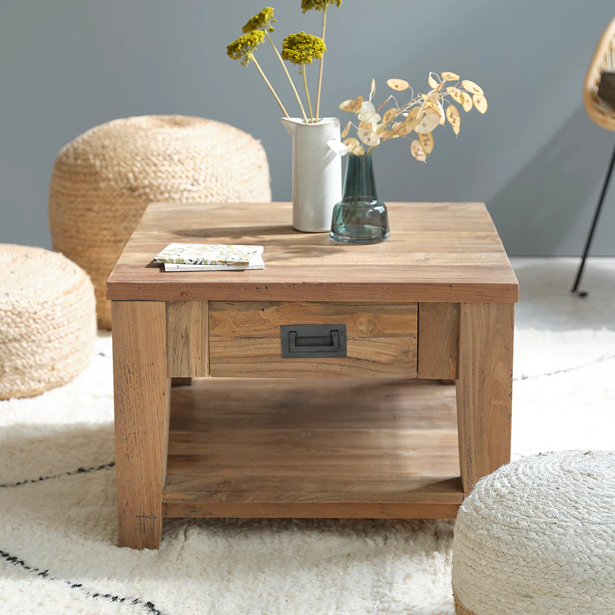 Tavolino in teak massello riciclato 60 cm - Image 3