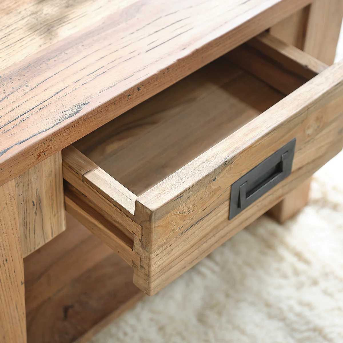 Tavolino in teak massello riciclato 60 cm - Image 5