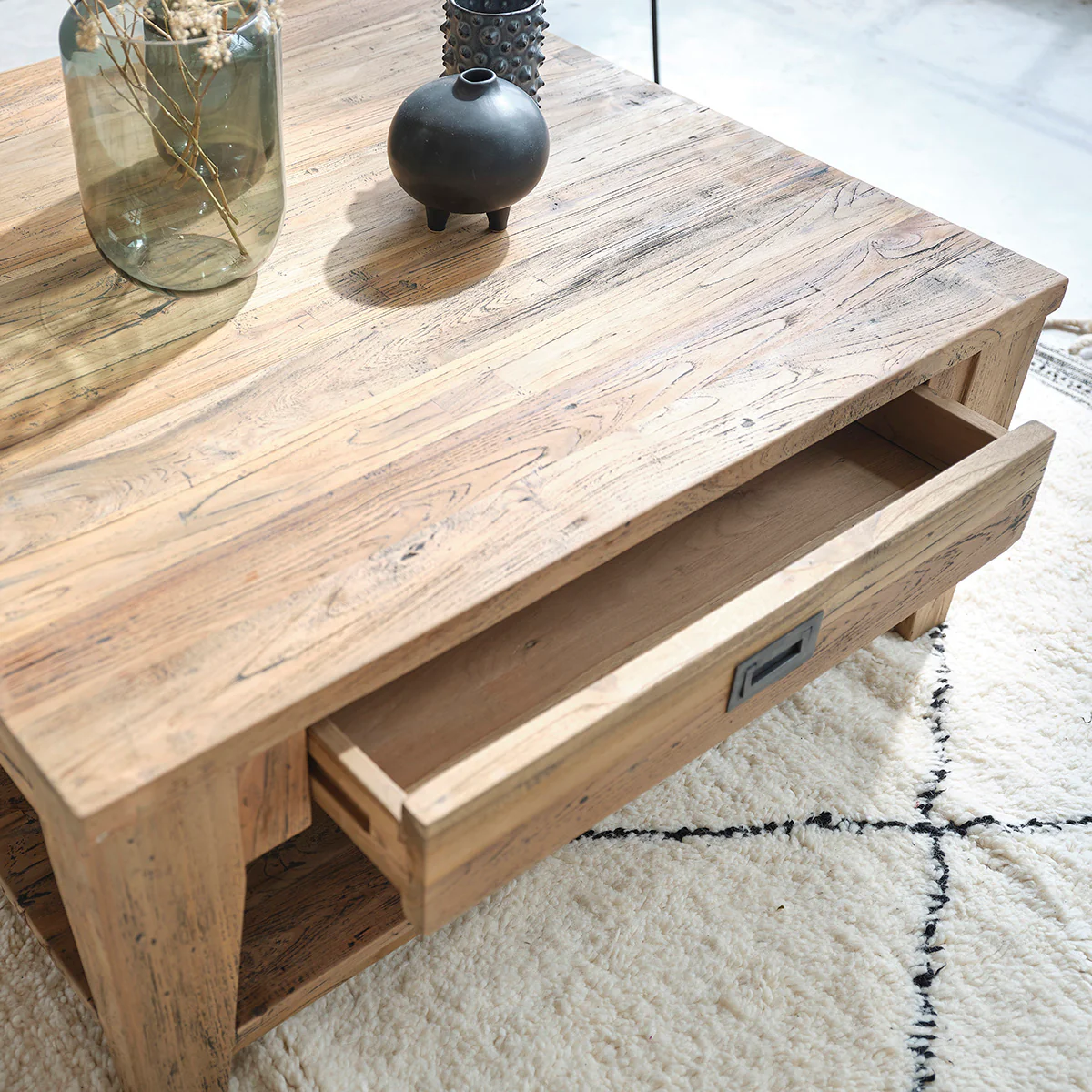 Tavolino in teak massello riciclato 100 cm - Image 3