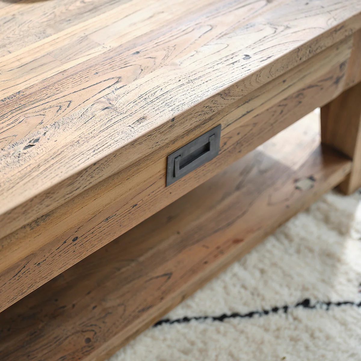 Tavolino in teak massello riciclato 100 cm - Image 4