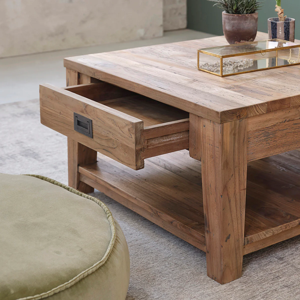 Tavolino in teak massello riciclato 80 cm - Image 4