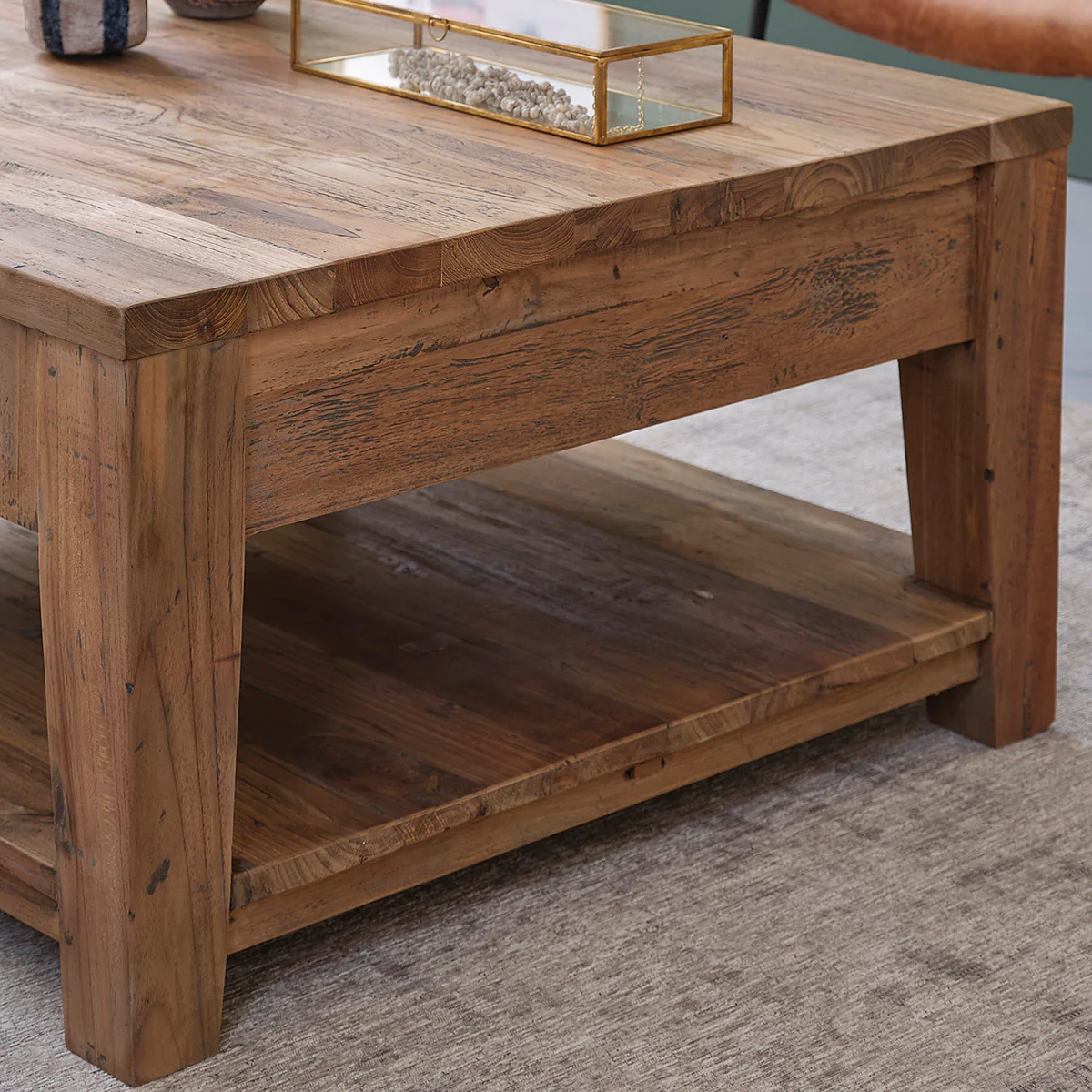 Tavolino in teak massello riciclato 80 cm - Image 6