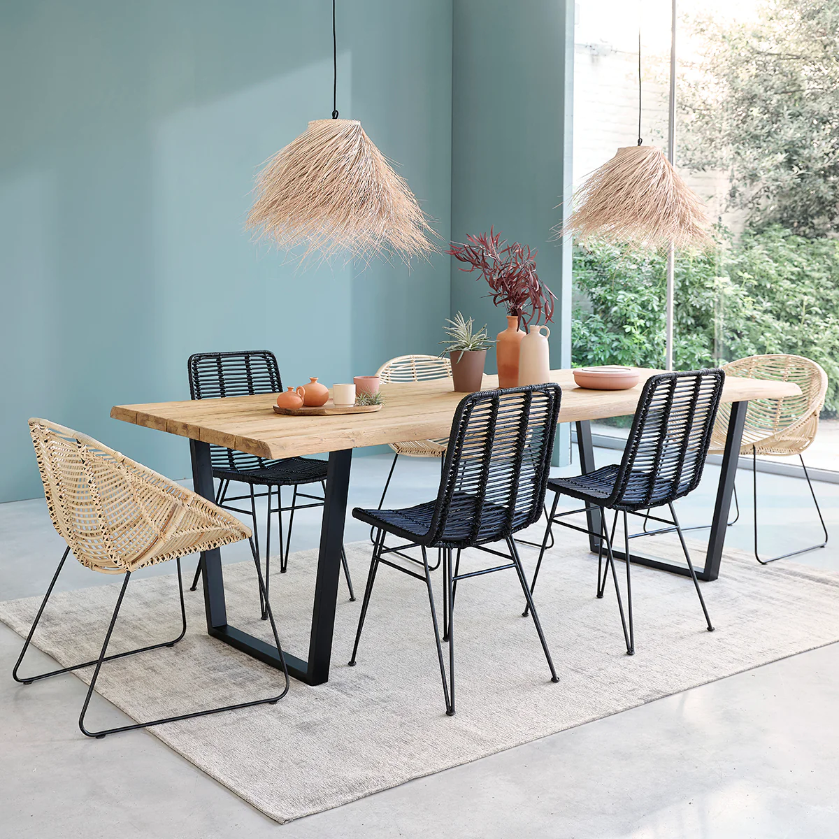 Tavolo in teak massello riciclato e metallo 10 pers.